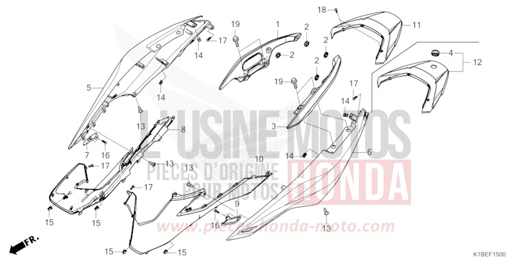 GEHAEUSEABDECKUNG/HINTERER GRIFF von Forza 350 PEARL FALCON GRAY (NHC61) von 2024